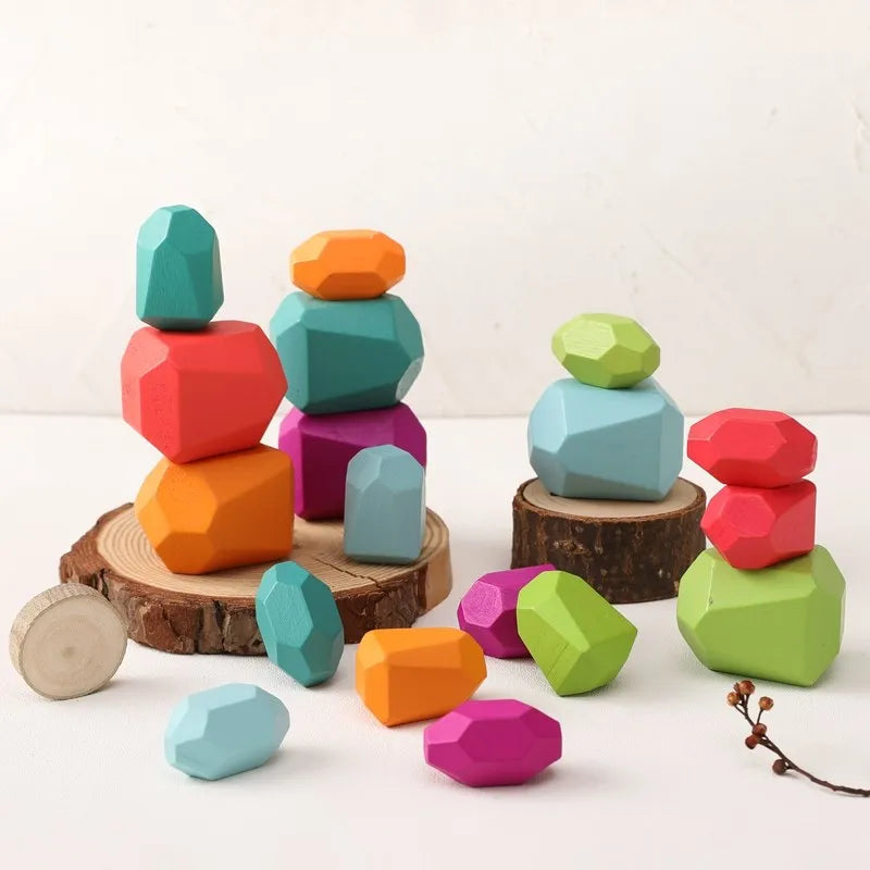Wooden Colorful Stacked Stones