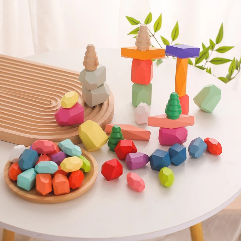 Wooden Colorful Stacked Stones