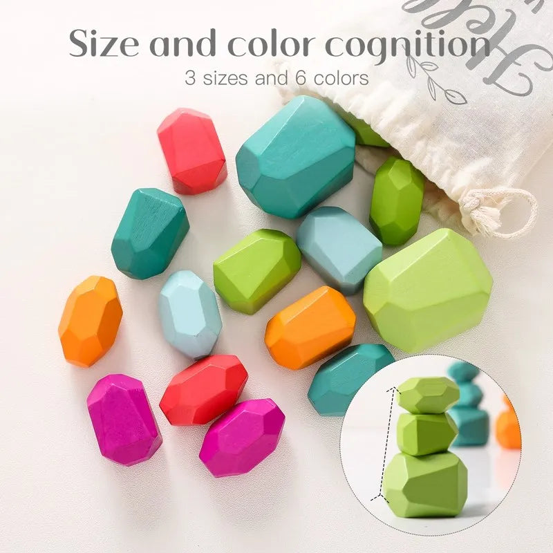 Wooden Colorful Stacked Stones