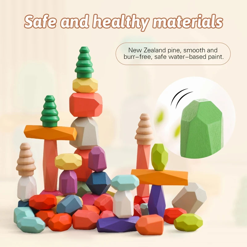 Wooden Colorful Stacked Stones