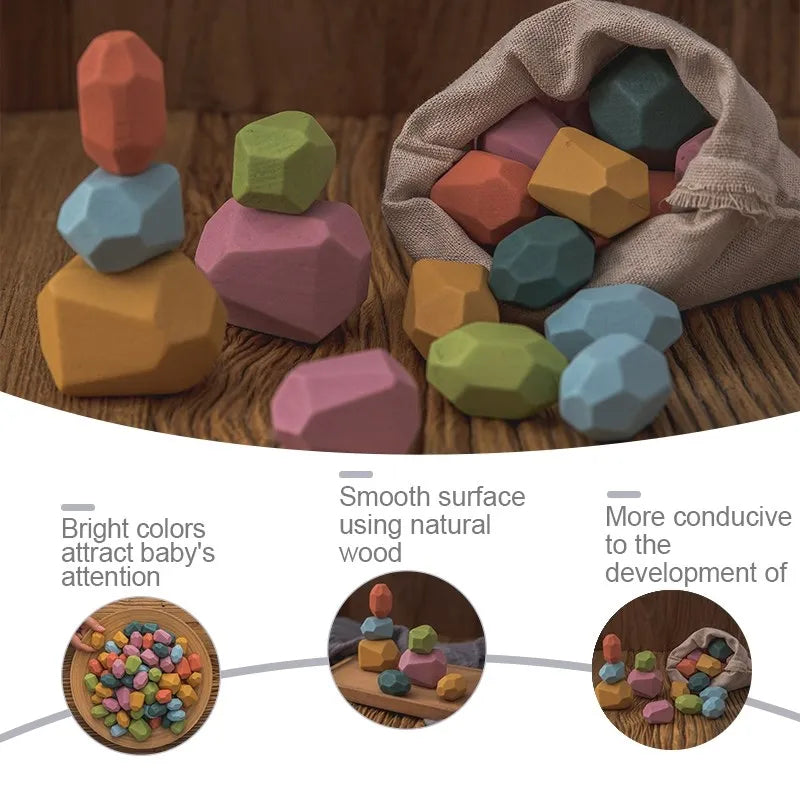 Wooden Colorful Stacked Stones