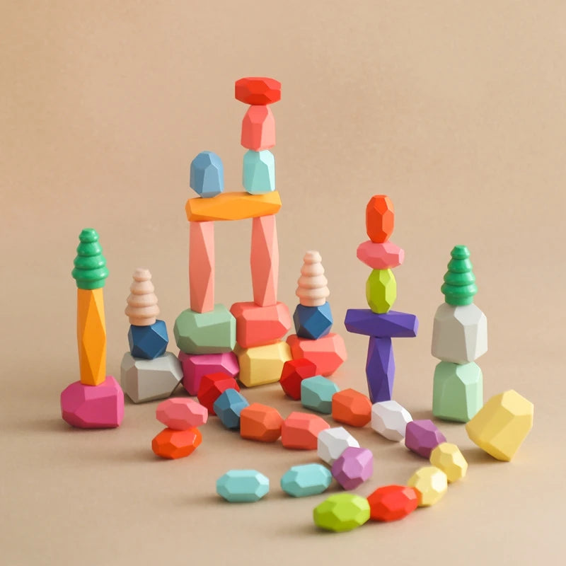 Wooden Colorful Stacked Stones